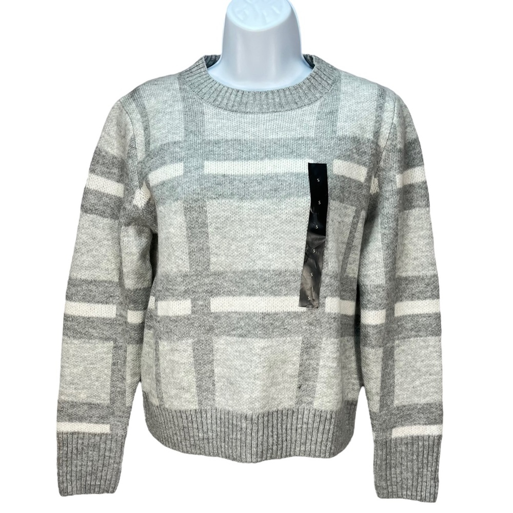 Banana Republic‎ Women’s Small Gray Plaid Crewneck Sweater Soft Knit Pullover